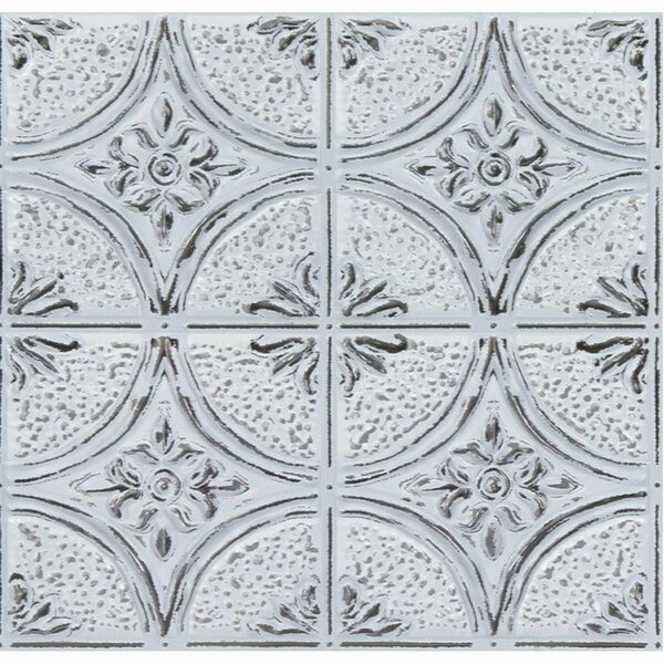 Inhome Camden Antique White Faux Tin Peel & Stick Backsplash Tiles, Metallics NH3793